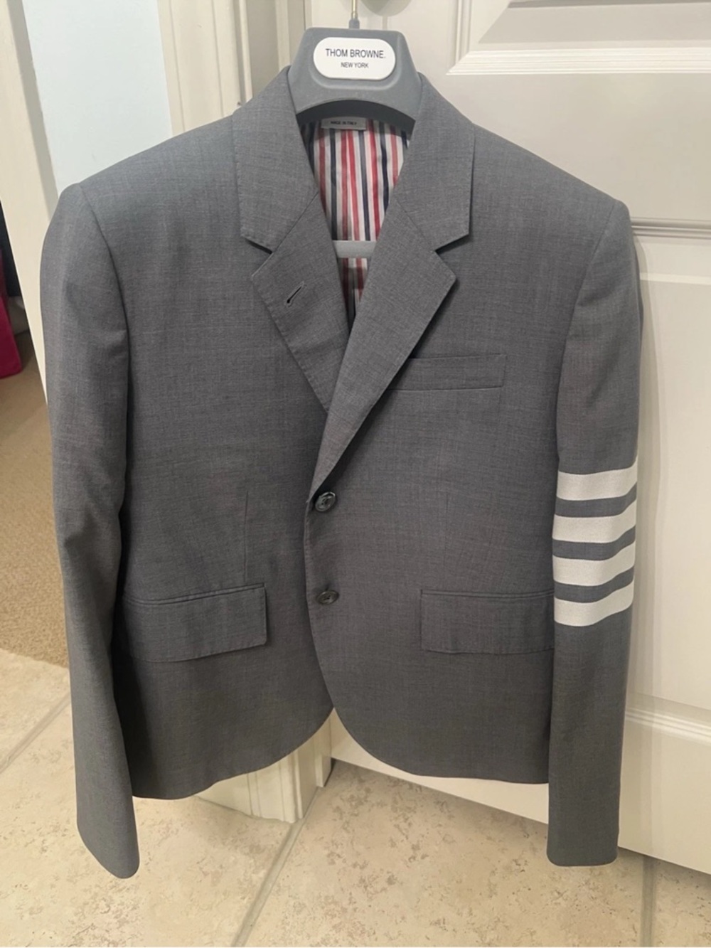 THOM BROWNE PLAIN WEAVE 4-BAR HIGH ARMHOLE SPORT COAT Sz.46 Women’s - Picture 2 of 4